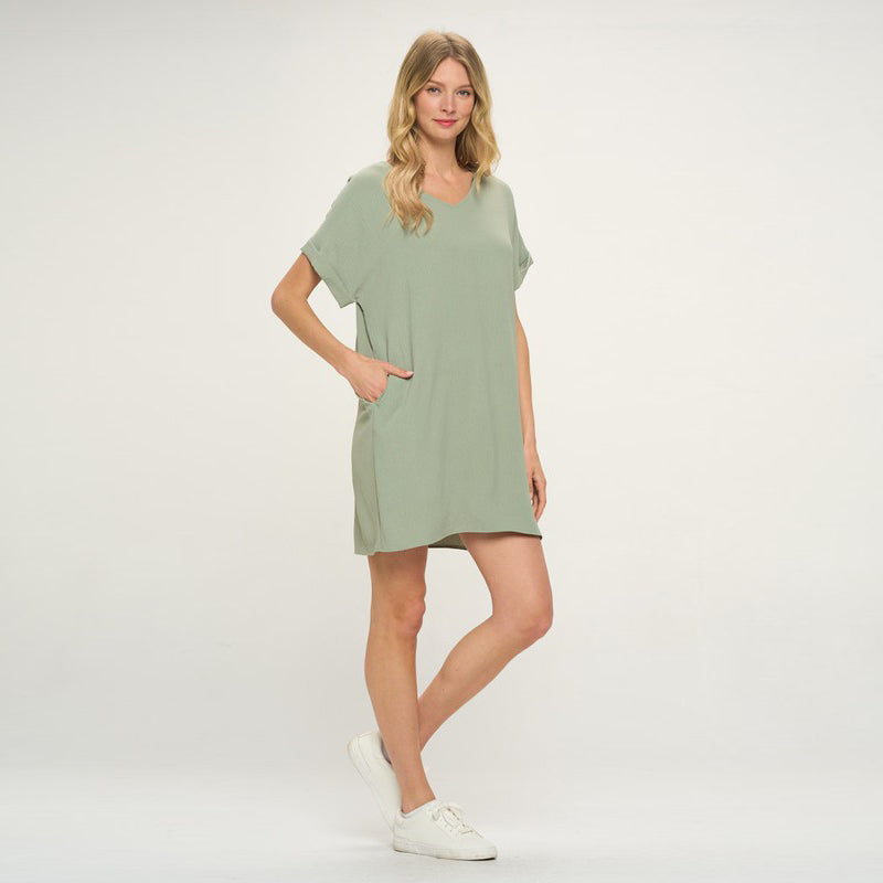 green emerald velvet dress Women's Made The Right Call Sage Green Collared Midi T-Shirt Dress | Size: L main image 1