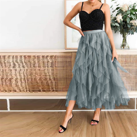 Tulle Tulle Tiered Maxi Skirt | Dress | bottoms, elings, fall, maxi, maxi dress, new arrivals, riffled, skirt, solid, tiered maxi dress, transition, tulle tulle, winter | Love, Kuza