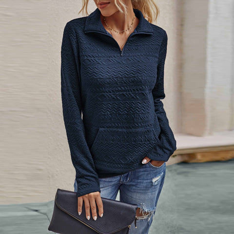 Half Zip Textured Sweater | Fashion Top | cozy sweater, drop shoulder, drop shoulder sleeve top, drop shoulder sleeves top, drop shoulder top, elings, layering piece, layering top, loose fit, loose fit top, love kuza, lovely top, mock neck, new arrival, new arrivals, pretty top, soft knit top, solid top, sweater, sweaters, versatile top | Love, Kuza