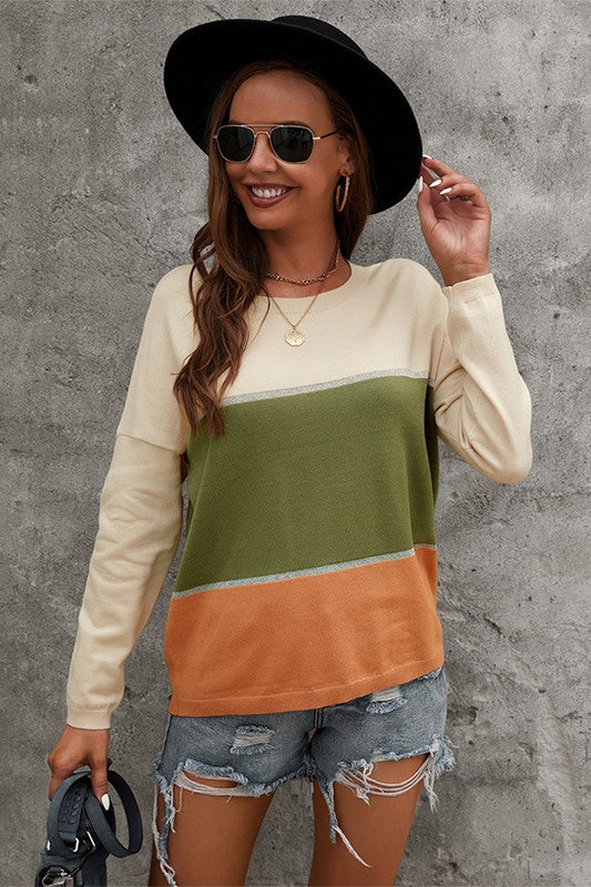 Colorblock Long Sleeve Sweater