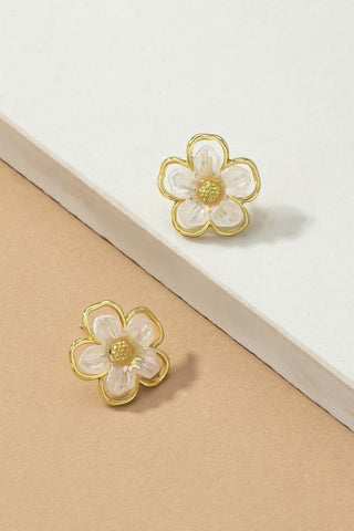 Iridescent flower stud earrings | Accessories | accessories, drop earrings, earrings, gold, ornate, very carrot | Very Carrot