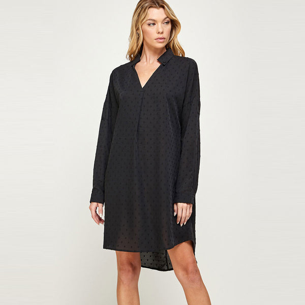 Dotted Collared Tunic Dress