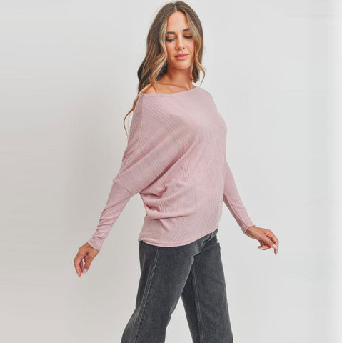 Corrugated Dolman Sleeve Top | Fashion Top | Alluring Long Sleeve Top, boat neck top, dolman long sleeve top, dolman sleeve top, drop shoulder sleeve top, fall, Fall2022, long sleeve ribbed knit top, long sleeve top, oversize, oversize long sleeve top, Oversize Tunic, Oversize Tunics, relaxed fit sweater, ribbed knit top, round neck, round neck long sleeve top, round neck top, spring, Spring2021, tops | Love, Kuza