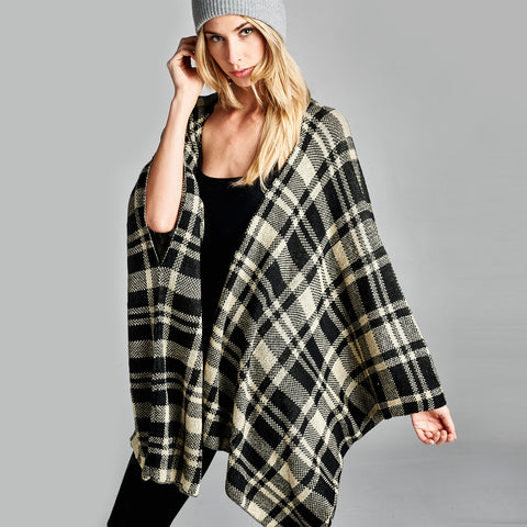 Get Your Plaid On Poncho | Outerwear | '+Love, acrylic, asymmetrical, casual, classic, comfortable, comfy, cozy, cozy poncho, easy to wear, edge, edgy, everyday attire, fall, fall 2020, fall styles, fall2019, fashion, lifestyle, loose fit, modern, one size, one size fits most, Oversized, plaid, plaid attire, plaid poncho, plaid shawl, Plaid Winter2021, plus, poncho, scarf, shawl, shawls, styles, super soft, trendy, winter, winter styles | Love, Kuza