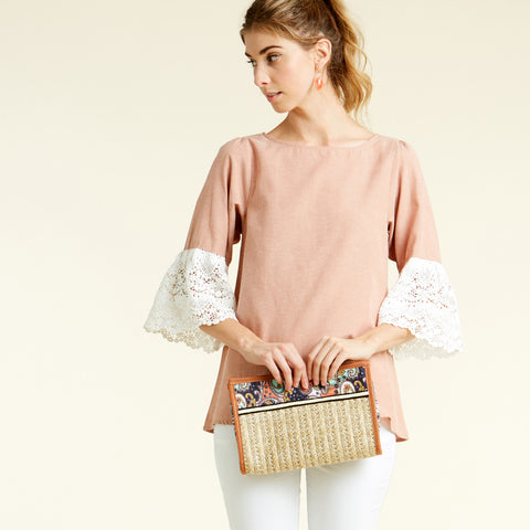 Pompous Crochet Sleeve Blouse | Fashion Top | 100% cotton, blouse, blush, Blush top, casual, casual and everyday, casual wear, comfortable, comfy, crochet, crochet sleeve, denim, denim top, everyday, love kuza, new arrival, on trend, short sleeve top, solid top, spring, spring2019, summer, tops, transition, trendy | Love, Kuza