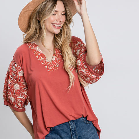 Poise Balloon Sleeve Blouse | Fashion Top | animal print, balloon sleeve, casual, coral, embroidered, embroidered top, front tie, lightweight, marsala, neon, pocket, pop up collection, semi sheer, Shirt, short sleeve top, solid, Spring2021, top, vibrant | Love, Kuza