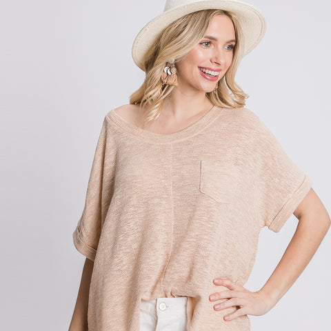 Oversize Distressed Knit Top | tops on sale | bell sleeve, dolman, Dolman Top, overize tunic, Oversize Tunic, Oversize tunics, pink, pink top, round neck, sage, sage top, Spring2021, taupe, taupe top, tunic | Love, Kuza