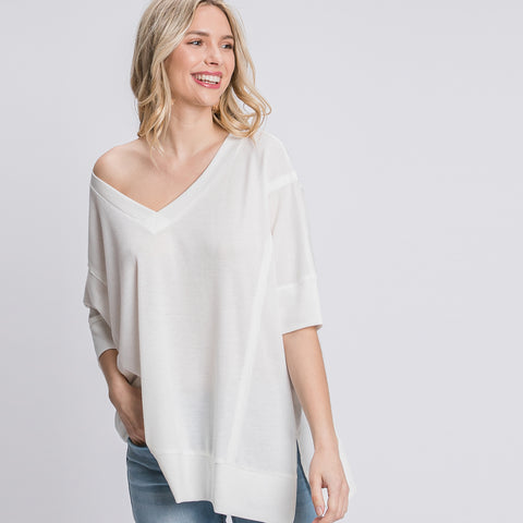 Lovely Lightweight Thermal Top | Fashion Top | bell sleeve, black, black top, blue, blue top, dolman sleeve, Dolman Top, love kuza, Oversize tunic, Oversize tunics, pink, pink top, short sleeve top, solid top, Spring2021, taupe, taupe top, v neck, v neck top, White, white top | Love, Kuza
