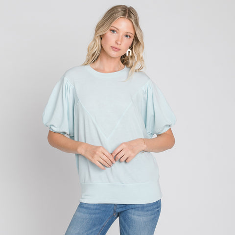 Balloon Sleeve 80s Vibin' Top | Fashion Top | 80s vibe top, 90s vibe top, Balloon Sleeve top, boxy fit tunic top, boyfriend shirt, casual, casual boyfriend shirt, comfy, love kuza, Oversize Tunic, oversize tunic top, Pleated sleeve top, relaxed fit tunic top, round neck top, short sleeve top, solid top, spring oversize tunic, Spring2022 | Love, Kuza