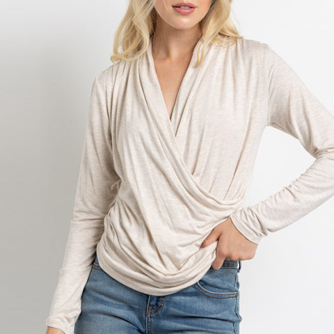 Alluring Long Sleeve Top | Fashion Top | Fall, long sleeve v neck top, love kuza, lovely top, pretty top, Spring, v neck top, v neck wrap top, wrap long sleeve top | Love, Kuza