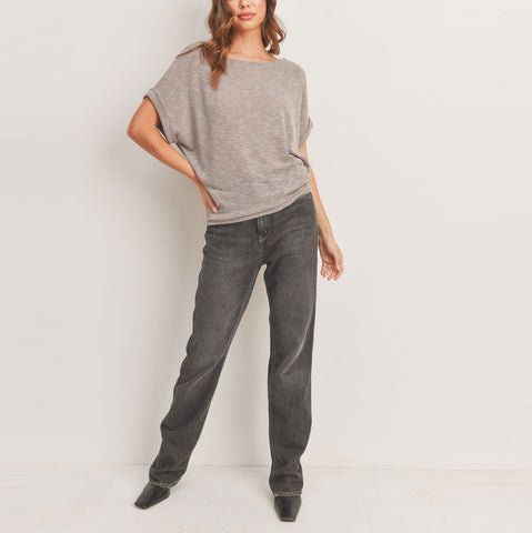 Everyday Slub Knit Top | Fashion Top | Breathable Round Neck Top, cuffed sleeves top, layering piece, layering top, love kuza, lovely top, new arrival, new arrivals, pretty top, round neck top, round neckline, short sleeve, short sleeve top, slub knit basic tee, slub knit top, soft knit top, solid top, versatile top | Love, Kuza