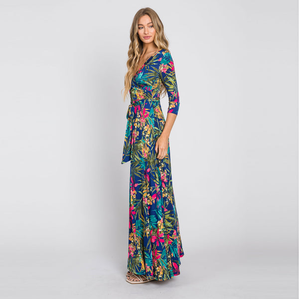 Tropical Bloom Venechia Maxi Wrap Dress