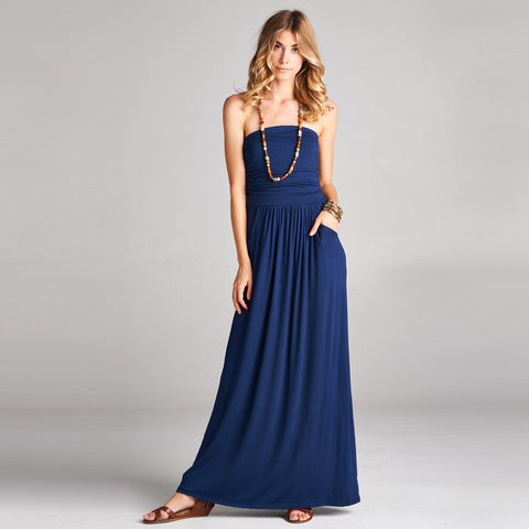 Solid Strapless Maxi Dress | Dress | casual dress, dresses, fall, Made in USA, maxi, maxi dress, plus, solid, spring, strapless, summer, transition | Love, Kuza