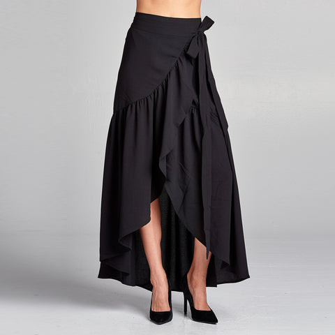 Frilled Wrap Skirt | Dress | bottoms, fall, riffled, skirt, solid, transition, winter, wrap dress | Love, Kuza