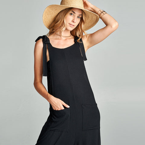 Ribbed Rayon Jumpsuit | Dress | black, fresh, Jumpsuit, Made in USA, Ribbed Rayon Overalls, spring, straps, summer, wide leg | Love, Kuza
