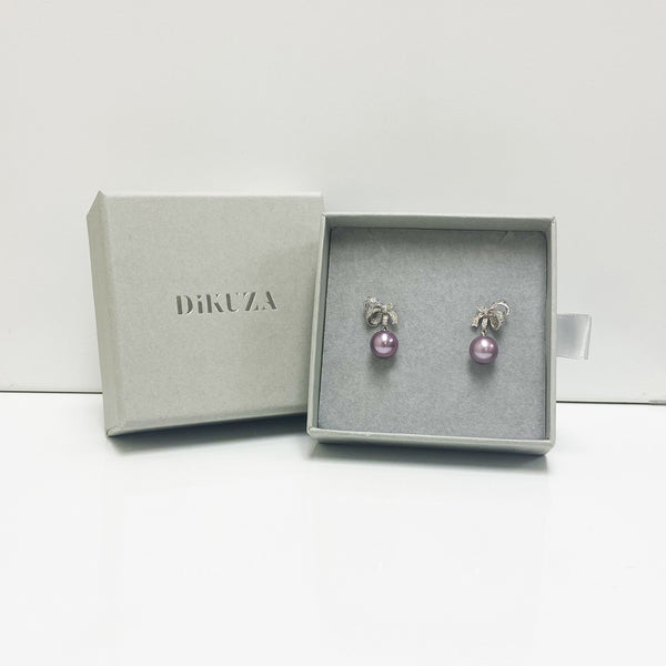 Caroline Half Bow Purple Pearl Earrings