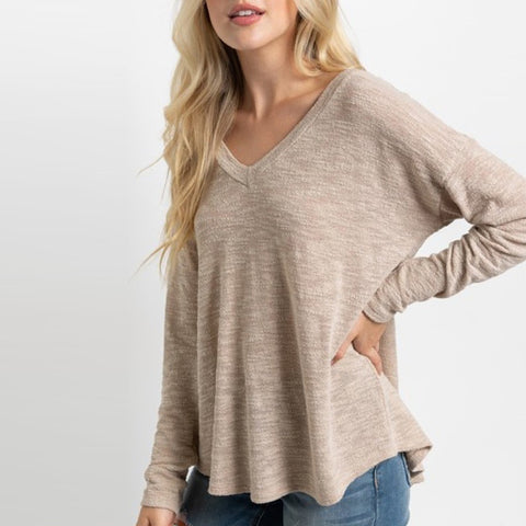 Oversize Long Sleeve Top | Fashion Top | baby doll back long sleeve top, dolman sleeve top, Fall2022, long sleeve light sweater top, long sleeve top, love kuza, new arrivals, oversize long sleeve top, oversize top, Oversize Tunic, slub knit top, soft fabric top, solid top, Spring2022, v neck top | Love, Kuza