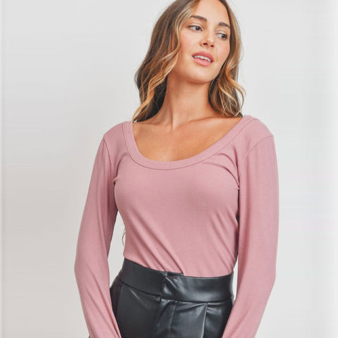 Soft Ribbed Scoop Neck Top | Fashion Top | black long sleeve top, layering piece, layering top, long sleeve ribbed knit top, long sleeve top, love kuza, new arrival, new arrivals, ribbed knit top, round neck long sleeve top, scoop neck top, scoop neckline, solid top | Love, Kuza
