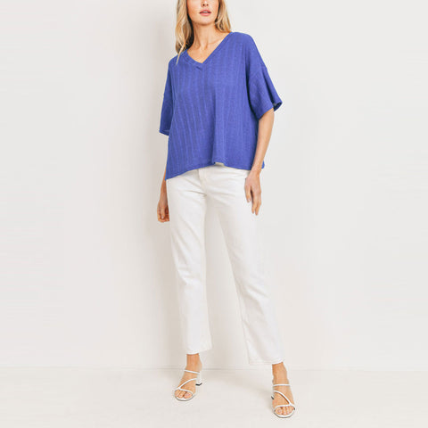 Regal Relaxed Top | Fashion Top | casual top, drop shoulder, drop shoulder sleeve top, drop shoulder sleeves top, drop shoulder top, fashion top, layering piece, layering top, loose fit, loose fit top, love kuza, lovely top, Made in USA, mock neck, new arrival, new arrivals, pretty top, short sleeve, short sleeve top, soft knit top, solid top, still made in usa, versatile top | Love, Kuza