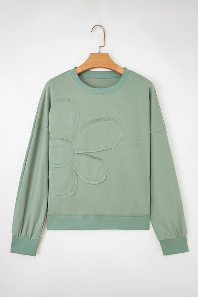 Sage Petal Appliqué Sweatshirt
