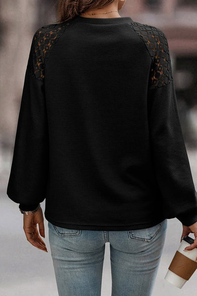 Lace Shoulder Sweater Top