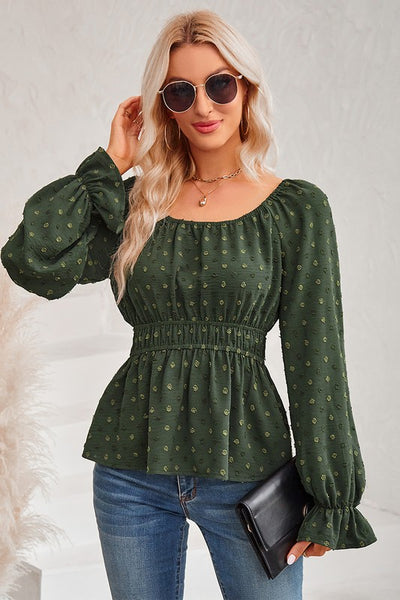 Dotted Square Neck Blouse