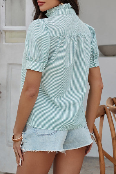 Ruffle Charm Seersucker Blouse
