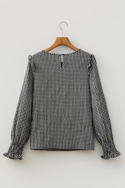 Midnight Plaid Shirred Blouse ? supplier product image