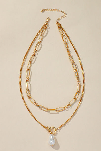 Luna Drop Layered Pearl Necklace