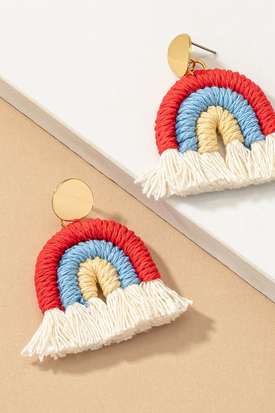 Boho Braided Arch Tassel Earrings