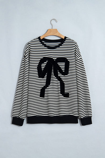 Bow After Dark Striped Sweatshirt — supplier product-only image