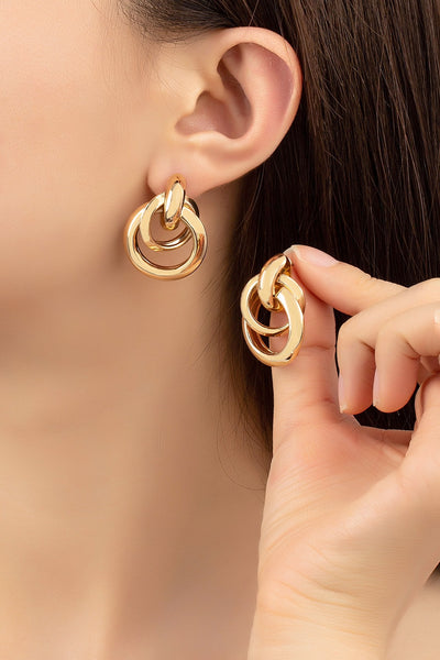 Intertwined small puffy hoop earrings