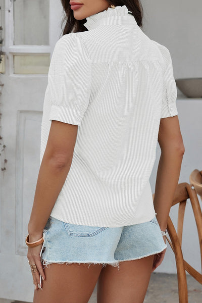Ruffle Charm Seersucker Blouse