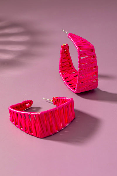 Raffia Square Hoop Earrings