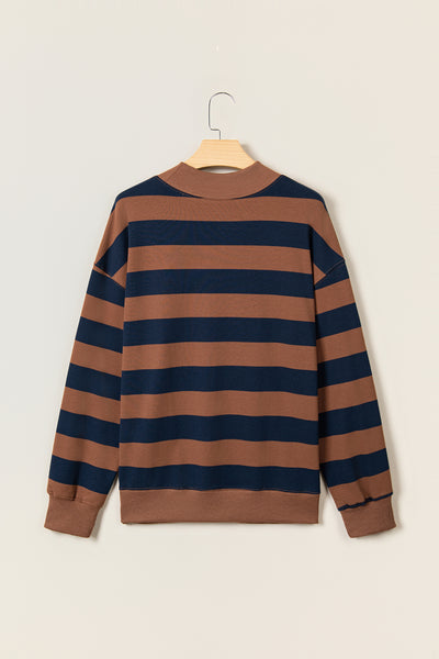 Latte Lane Striped Mock-Neck Sweatshirt — supplier product-only image