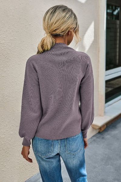 Mock Neck Knitted Sweater