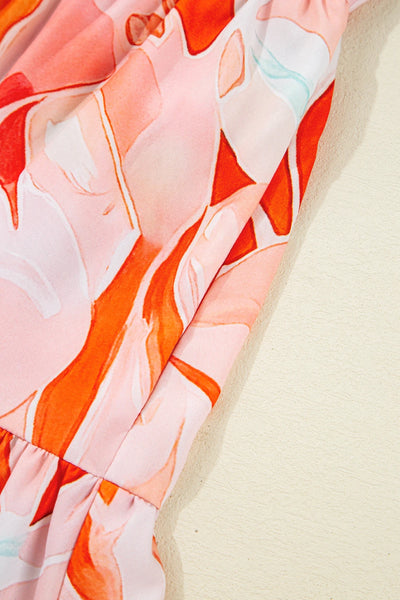 Coral Flame Petal Tier Dress