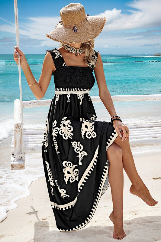 Love Kuza Regal II Square Neck Maxi Dress Beige / XLarge (12-14)