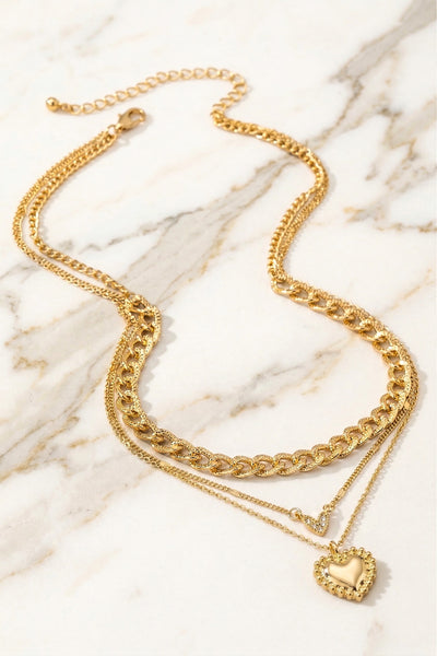 Golden Whisper Heart Layered Necklace
