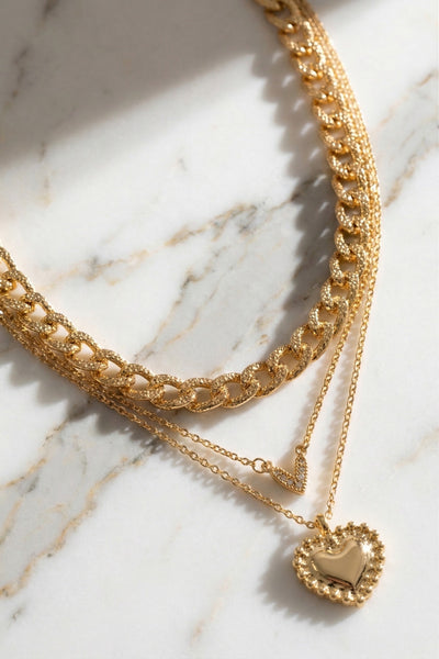 Golden Whisper Heart Layered Necklace