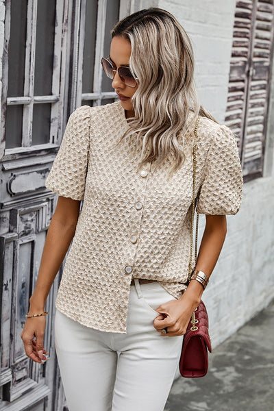 Pearl Adorned Textured Shirt