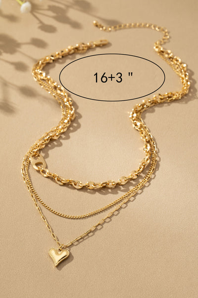 Golden Whisper Heart Layers Necklace