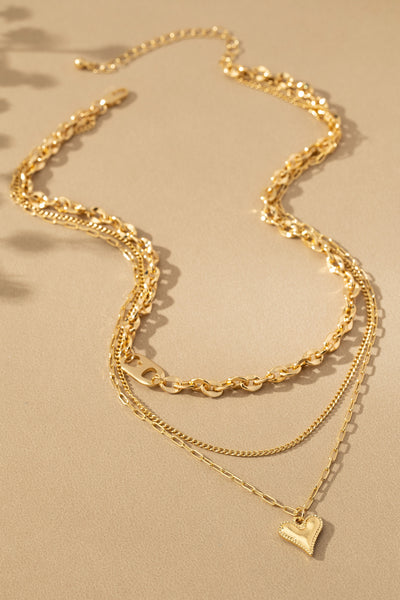 Golden Whisper Heart Layers Necklace