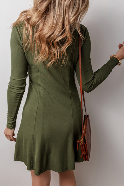 Evergreen Charm Ribbed Dress