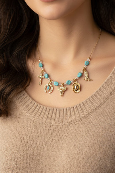 Turquoise Trails Charm Necklace