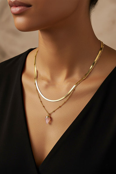 Blush Aura Layered Gold Necklace