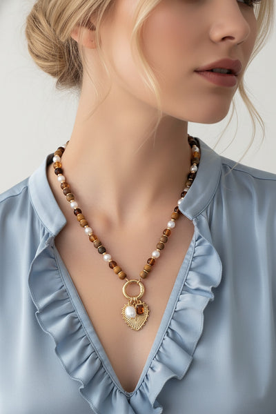 Amber Pearl Haven Charm Necklace