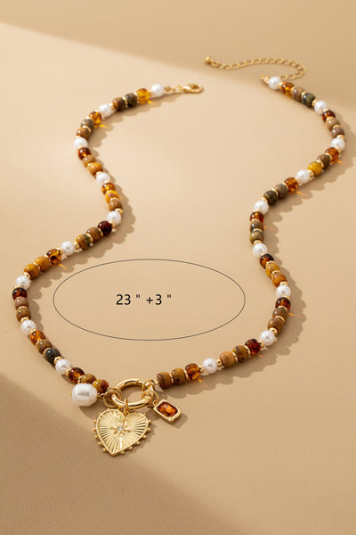 Amber Pearl Haven Charm Necklace