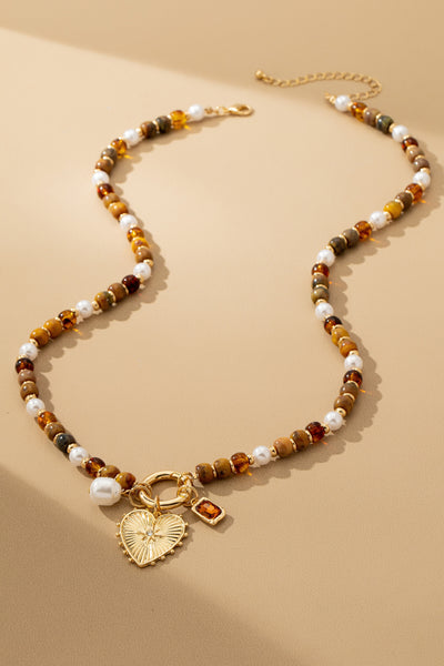 Amber Pearl Haven Charm Necklace