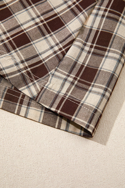 Brown Plaid Button-Front Mini Dress — supplier product-only image